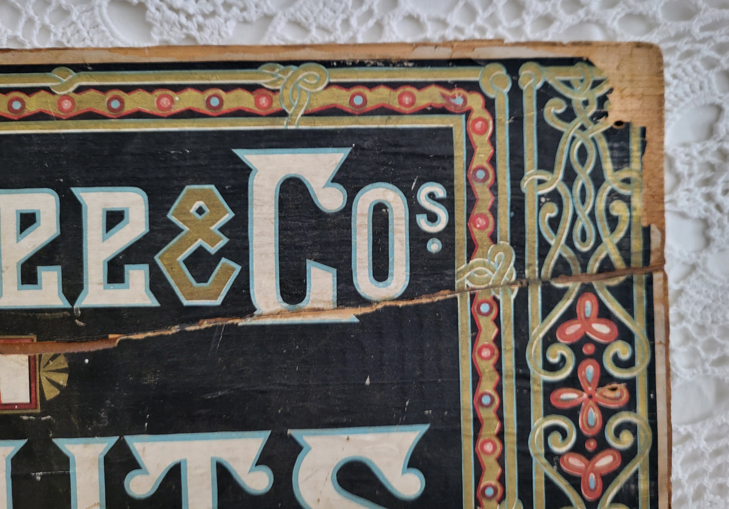 EJ Larrabee & Co Sugar Biscuits Crate Sign, New York, Albany, NY Biscuit Co