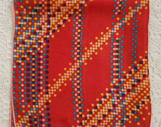 1960s Japan Red Mod Polka Dot Women's Scarf